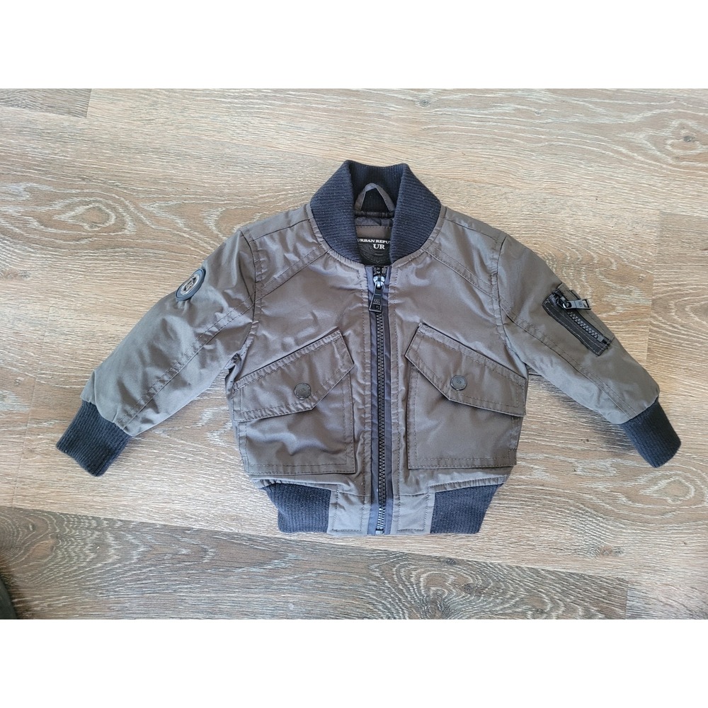 Urban Republic Baby Bomber Jacket 12M‎ Full Zip Pockets Gray Kids Outerwear #7